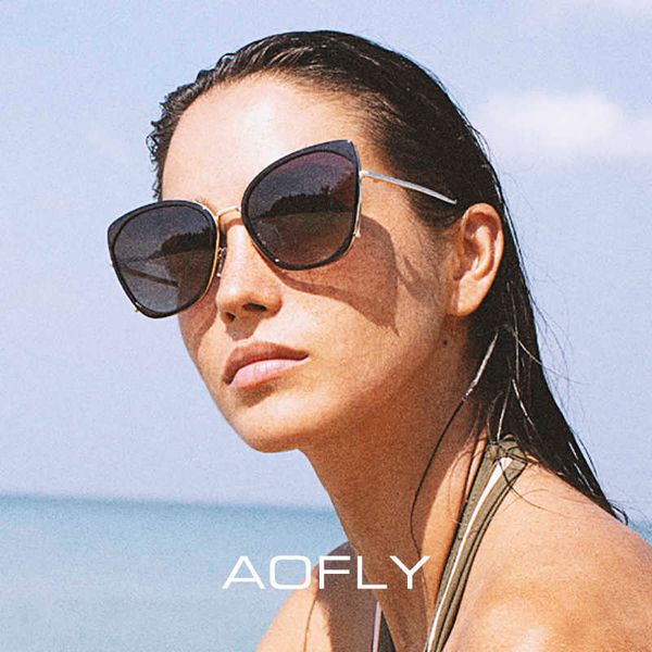 Sonnenbrille AOFLY Luxus Frauen Sonnenbrille Mode Übergroße Cat Eye Gradient Sonnenbrille Weibliche UV400 Brillen Shades Damen Oculos De Sol G221215