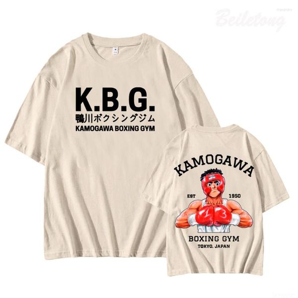 Magliette da uomo Hajime No Ippo Kamogawa Boxe Palestra Puro cotone Taglia UE Top Divertente Camicia da uomo estiva Anime Anni 2000 Abbigliamento unisex