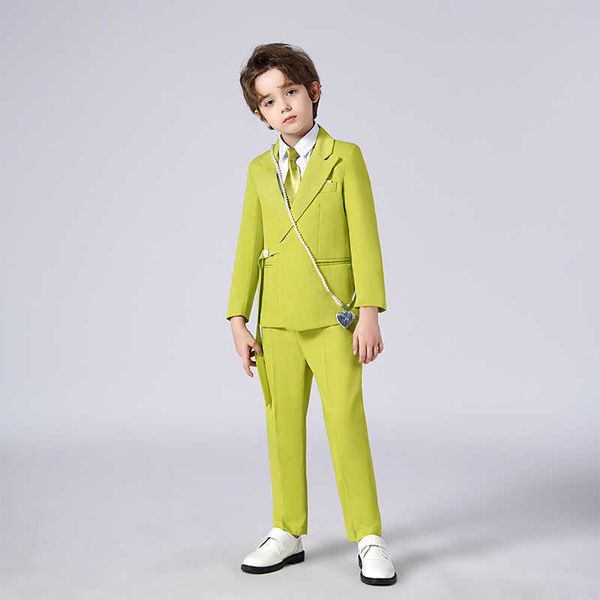 Комплекты одежды Новая модная модель Подиумный детский костюм Комплект красивого платья для маленького мальчика Весенний детский повседневный пиджак для шоу-ведущего H118