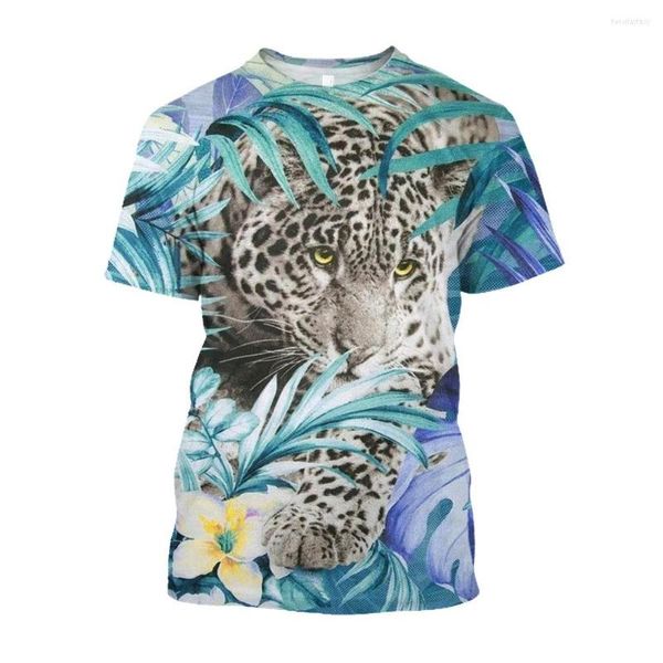 T-shirt da uomo Jumeast 3D Animal Tiger T-shirt stampate per uomo Cartoon Floral Graphic Tee Shirt Oversize Casual Fashion Abbigliamento giovanile