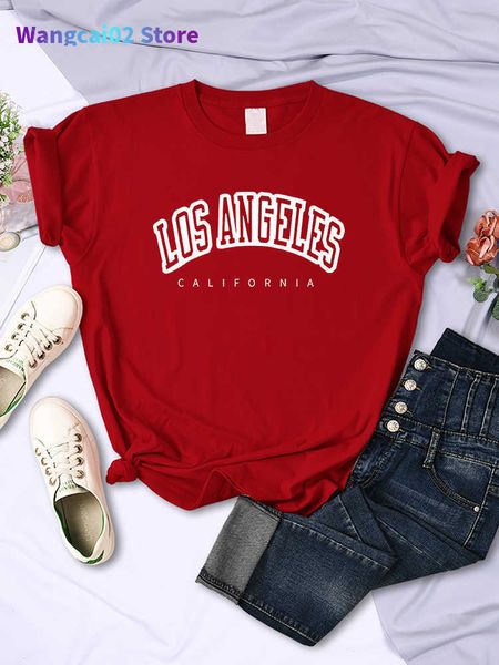 Damen-T-Shirt, Los Angeles, Kalifornien, lustiger Briefdruck, Damen-T-Shirt, Straße, atmungsaktiv, kurzärmelig, modische Freizeitkleidung, Sommer-T-Shirts 022223H