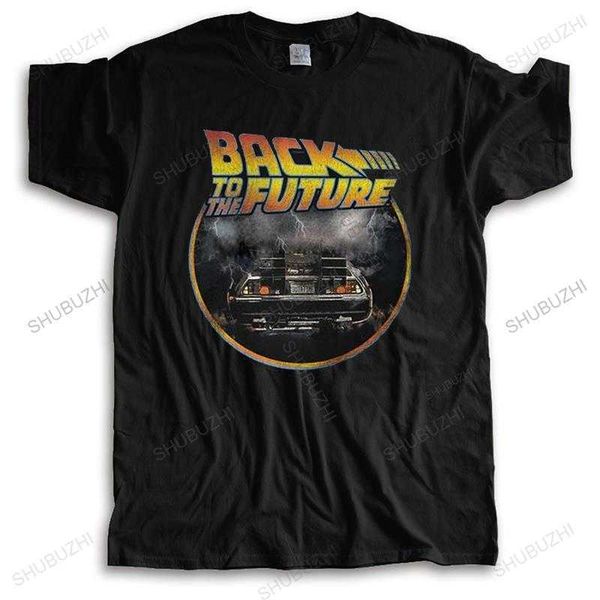 Herren T-Shirts Retro Grunge Zurück in die Zukunft T-Shirt Männer T-Shirt aus reiner Baumwolle 80er Jahre Science-Fiction-Abenteuerfilm T-Shirt Kurzarm-Grafik-T-Shirt Zar 022223H