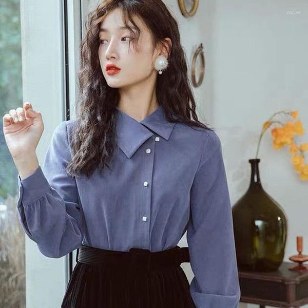 Blouses femininas Deeptown Vintage Sweet Elegante Tops assimétricos Camisas de manga longa fêmeas Office Wear Ladies Fashion Chic Aesthetic 90s