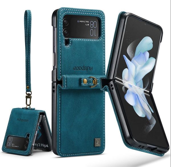 Custodia per cellulare Autspace Z flip 4 3 Custodia per cellulare in pelle PU per Samsung Galaxy Z Flip4 Custodia per anello per ragazze Accessori Custodia per cellulare