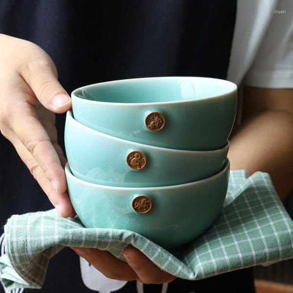 Schüsseln Keramik 4,5-Zoll-Schüssel Haushaltsreis Himmlische Glasur Die zwölf chinesischen Sternzeichen Küchengeschirr Suppe