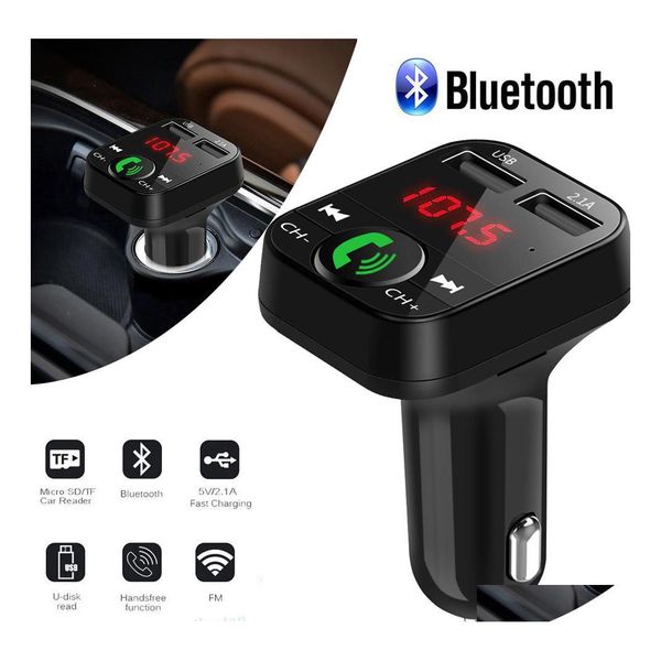 Bluetooth Car Kit 5.0 FM-Transmitter MP3-Player Dual USB 2.1A Schnellladegerät Musik-Modator O-Frequenz Radio Drop Delivery Mobiles Mot Dhchm