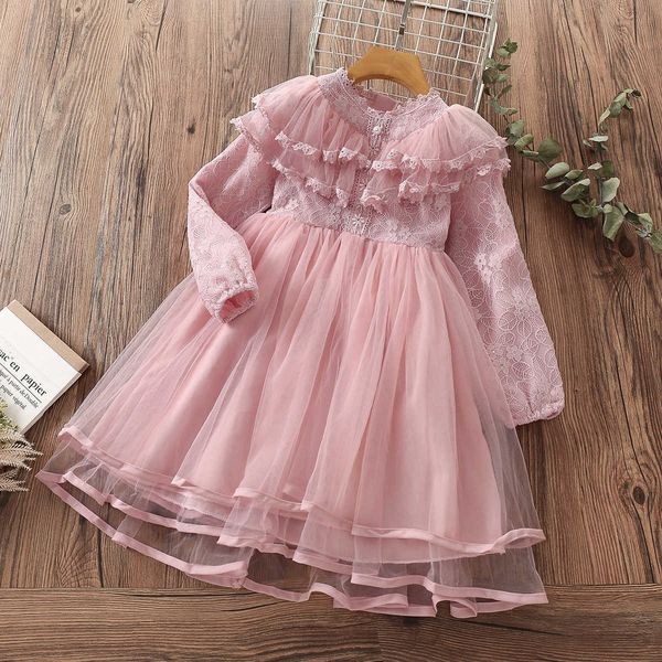 Abiti da ragazza Primavera Pizzo Fiore Abiti da festa per ragazze Abito elegante Costume da principessa per bambini Adolescenti Vestiti per bambini Vestidos 8 10 14 anni G230222