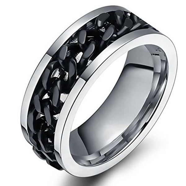 Полосовые кольца титановые стальные вращающиеся цепные кольца для женщин -спиннер -кольце