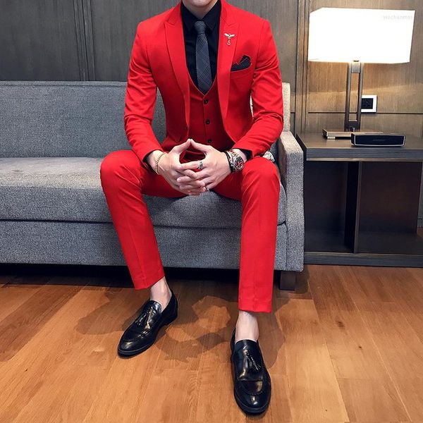 Herrenanzüge Königsblau Herren Terno Masculino Slim Fit Weiß Kostüm Hochzeit Männer Rot Bräutigam Party DJ Bühne Smoking