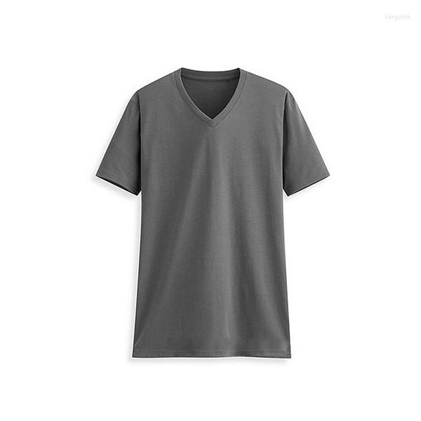 Herren T-Shirts Mann Sommer Casual Männer Kurzarm Baumwolle Flexibles T-Shirt V-Ausschnitt T-Shirt Tops Atmungsaktiv