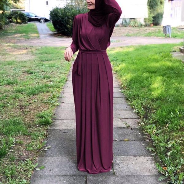 Roupas étnicas abayas para mulheres de manga comprida