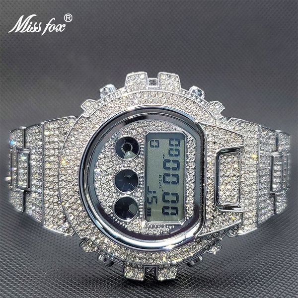 Relógios de pulso relógio masculino digital Miss Full Iced G Hip Hop Style Multifunction Shock Electronics Watch For Macho Watches de alta qualidade 230223