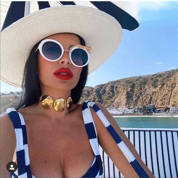 Occhiali da sole Moda Luxury Ladies Occhiali da sole Luxury Brand Tiger Oversize Summer Round Beach Vacation Occhiali Oculos De Sol occhiali donna G230214