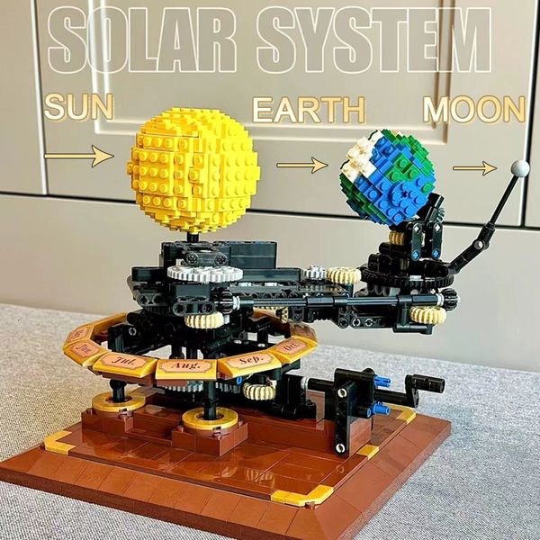 Блоки 865pcs Техническая городская солнечная система Земля Солнца Луна Строительный блок Экспериментальный образовательный образовательный образователь модель кирпича игрушки для детей 230222