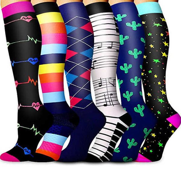 5 STÜCK Socken Strumpfwaren Neue Kompressionssocken Radsocken für Männer Frauen 2030 mmHg Ideal für Krampfadern Schwangere Ödeme Wandern Laufen Sportsocken Z0221