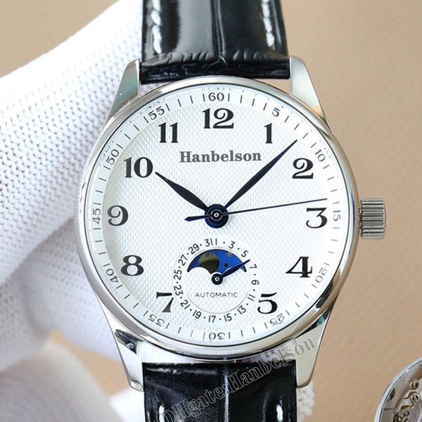 Herrenuhr Moon Phase 2824, Automatikwerk, arabische Ziffern, Zifferblatt, 34 mm, Damen-Lederarmband, 40 mm, Stahlarmband, Paar-Armbanduhr