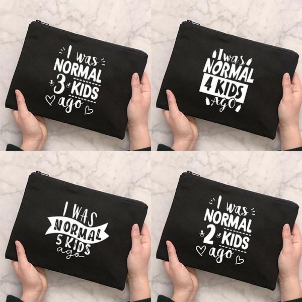 Kosmetiktaschen „I Was Normal 2 Kids Ago“, Organizer-Tasche „Mom Life“, bedruckt, modisch, für Damen, Make-up, Aufbewahrung für Reisen