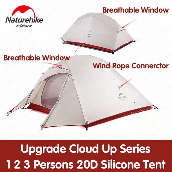 Tendas e abrigos NatureHike New Upgrade Cloudup Series 1 2 3 Pessoas Ultralight 20D Silicone Double Camada Campo de camping com MAT NH17T001T J230223