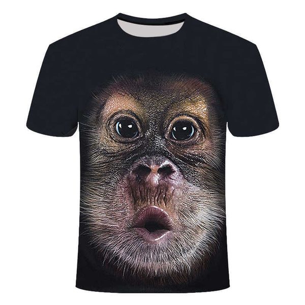 Camisetas masculinas 3d moda engraçada macaco gráfico t camisetas de verão Padrão de animal casual Camiseta masculina Novo impressão de hip hop camisetas de manga curta 022223h