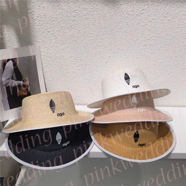 Cappello estivo per protezione solare Cappelli piatti alla moda Cappellino da golf all'aperto con cappellini in paglia a tesa larga