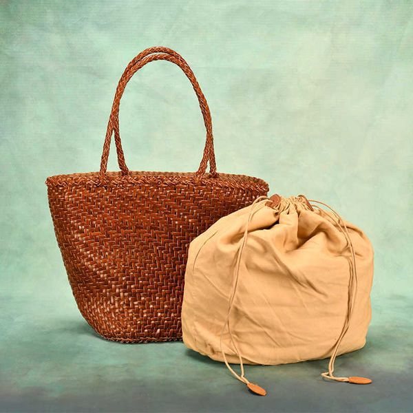 Strandtaschen, gewebter Headpack mit Kraft-Gemüsekorb-Umhängetasche 230223
