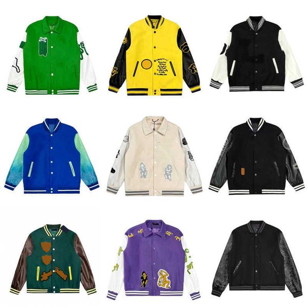 Giacche da uomo Baseball Varsity Jacket Lettera Cucitura Ricamo Autunno Inverno Uomo Felpa allentata Cappotti Outwear causali