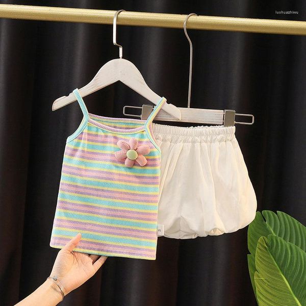 Set di abbigliamento IENENS Summer Girl Pantaloncini con camicette a righe sexy Completi per bambini Indossano vestiti per bambini da festa per ragazze dolci