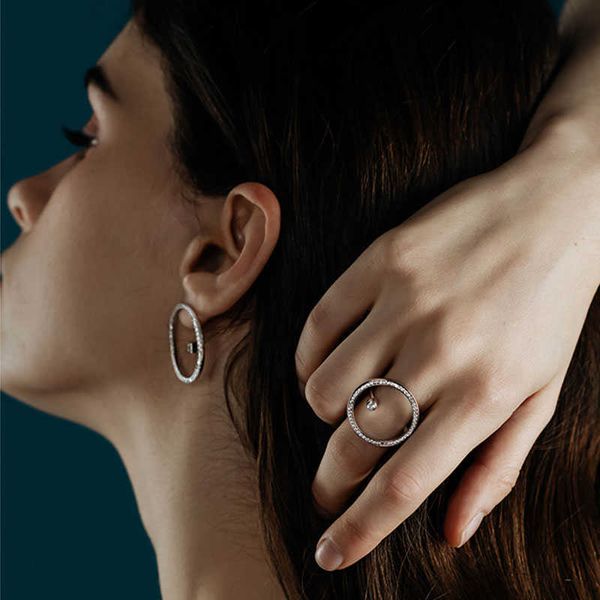 Anéis de banda Rings coreanos originais design originais de luxo zircão geométrico anéis ajustáveis ​​para mulheres Ins New Moda Ring Ring Girl Jewelry Gift G230213