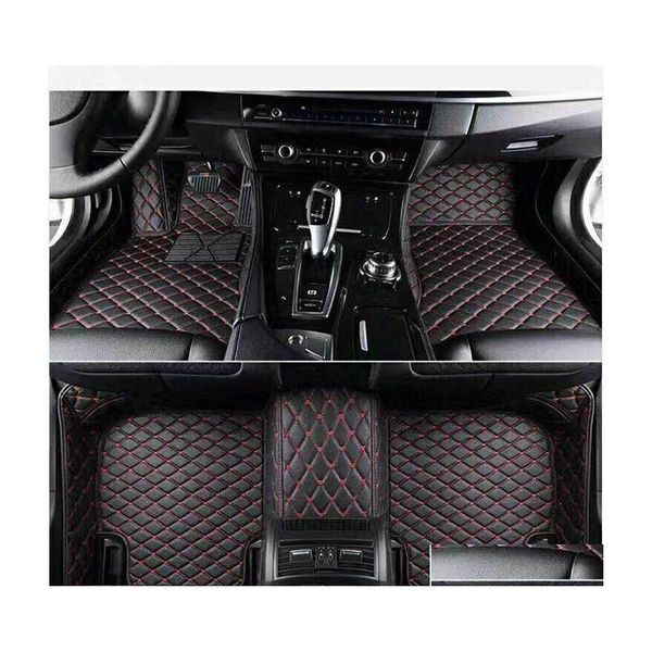 Anderes Innenzubehör Luxus-Surround-Auto-Fußmatten für Benz C-Klasse 2014 Linksruder Schwarz Pu-Leder-Schutzmatten-Set Carpe Dhh8U