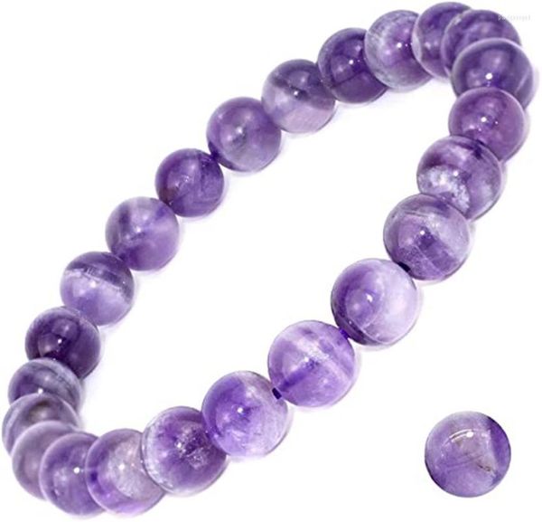 Strang Natürlicher Edelstein Hundezähne Amethyst Armband Edelsteine 8mm Perlen Heilkristall Quarz Chakra Für Frauen Geschenke Unisex