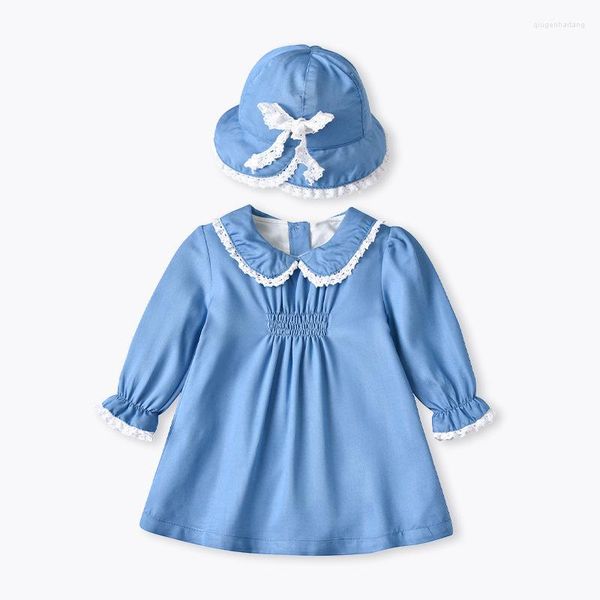 Abiti da ragazza Cekcya Neonate Abito smock blu Bambini Boutique spagnola Abiti da compleanno con cappelli Vacanze