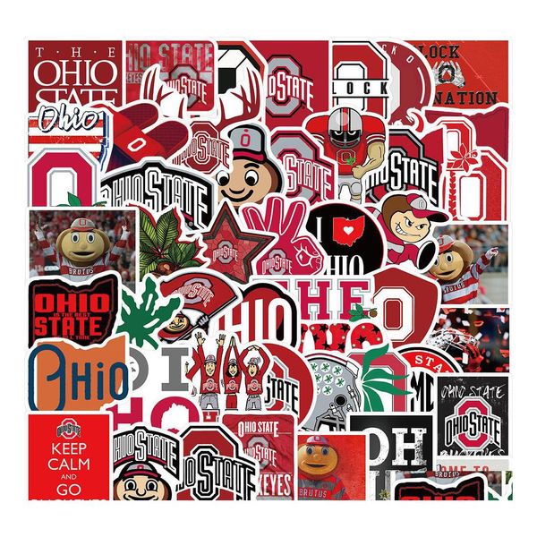 Autoaufkleber Sexy 50 Stücke Ohio State University Graffiti Laptop Gitarre Koffer Wasserdicht DIY Klassische Kinder Spielzeug Aufkleber Drop Lieferung Dh7Bx