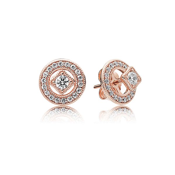 Set di orecchini a cerchio vintage in oro rosa 18 carati per Pandora in argento sterling 925 gioielli di design per matrimoni per le donne regalo fidanzata orecchini di lusso con scatola originale