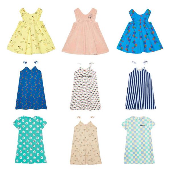 Mädchenkleider Mädchen-Freizeitkleid2023Sommer-Mädchen-Aline-Baumwollkleid Markenkleidung für Kleinkinder Kind Designer-Cartoon-Muster-Kleid Z0223