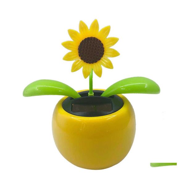 Innendekorationen Powered Dancing Flower Solarspielzeug für Zuhause Auto Dahsboard Dekor Kinder Rosa Nickende Figur Puppe Drop Lieferung Mobil Dhx9I