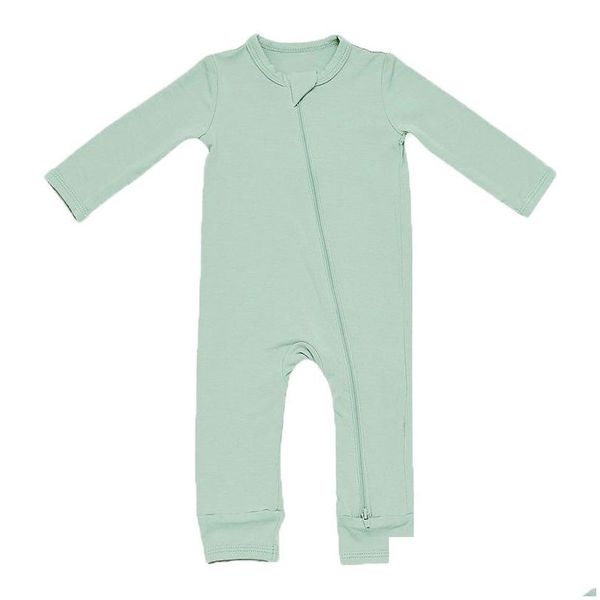 Strampler Baby Strampler Bambusfaser Junge Mädchen Kleidung Geboren Reißverschluss Footies Overall Solide Langarm Kleidung 024M 220913 Drop Lieferung K Dhjhi