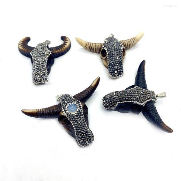 Colares de pingentes de pingentes de touros acrílicos pingentes embutidos strasss encanta de colar de mulheres diy para jóias que fabricam acessórios de suprimentos