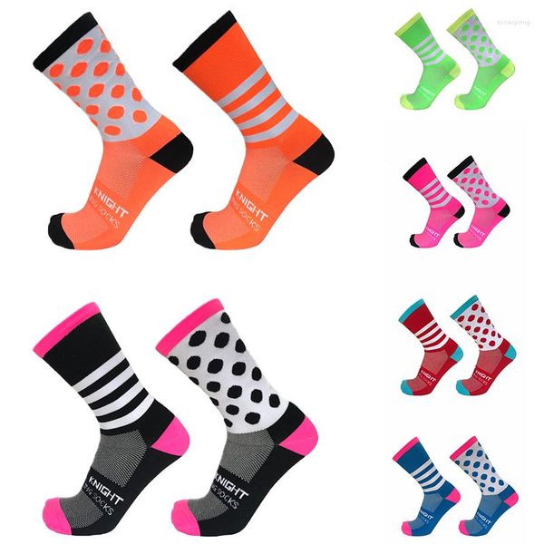 Sports Socks Stripes Dots Ciclismo Seleção multicolor