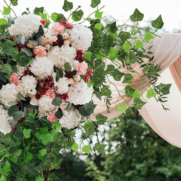 Dekorative Blumen, 100 Blätter, 2,4 m, künstliche grüne Blattranken, Efeu-Blume und Kranz, Seidenrose, Familie, Hochzeit, DIY, geeignet für