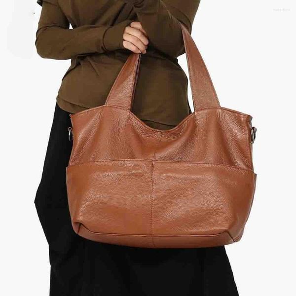 Abendtaschen Motingsome Europäischer und amerikanischer Stil Ledertasche Übergroße Frauen Tote Luxus Laides Feste Farbe Große Schulter 2023