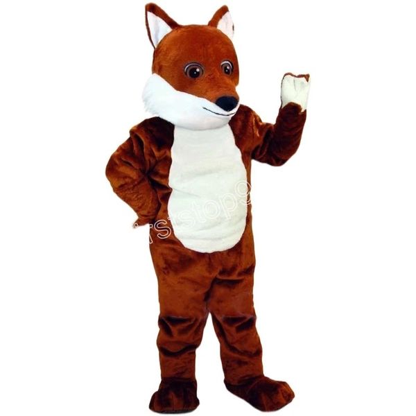 Halloween Brown Sly Fox Mascot Trajes Simula￧￣o Cartoon Charact Personagem Adultos Tamanho do Natal Protetor de publicidade ao ar livre para homens Mulheres