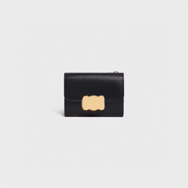 Fashion Short Wallet Designer Card Titular para mulheres Men Classic Gold Buckle Cartetas Lady Black Coin Burse Luxury Fold With Caixa