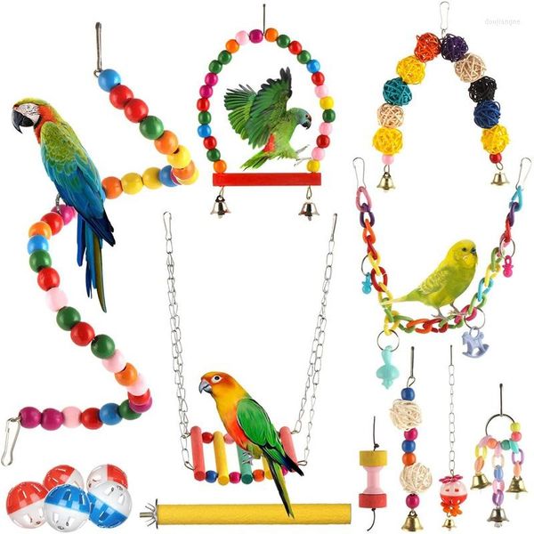 Andere Vogelbedarf 15 Packungen Papageienspielzeug Schaukel Hängematte Kauen Hängende Glocke Haustier Vogelkäfig für Papageien
