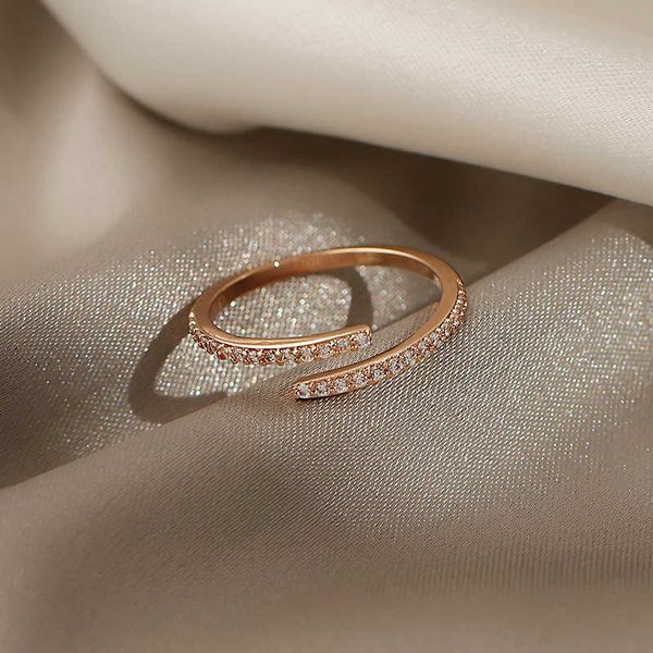 Ringe Minimalistische geometrische Roségoldfarbene Ringe für Frau, koreanischer Modeschmuck, neue Goth-Accessoires, einfaches Ring-Set für Studentinnen Z0223