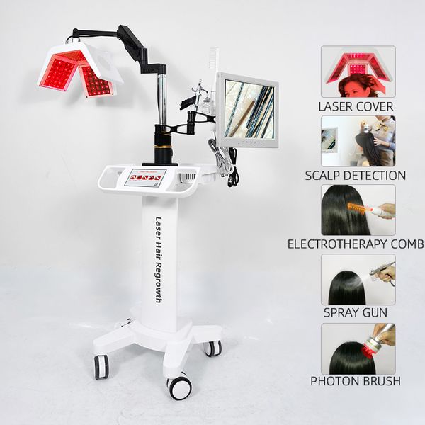 Sch￶nheitsartikel Multifunktional professionell 650 nm Rotlicht Haarwachstumsprodukte Haarausfall Behandlungsmaschine LED Haarwachstum Lasermaschine