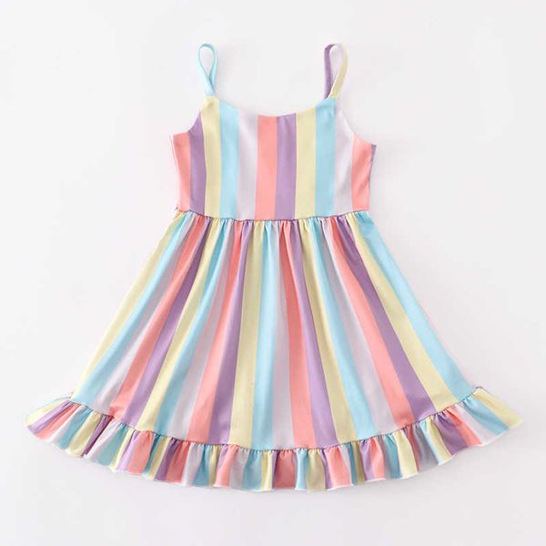 Mädchenkleider Girlymax Sommer Baby Mädchen Farbstreifen Plaid Zitrone Wassermelone Blumen Twirl Kleid Boutique Kleidung Knielang Ärmellos