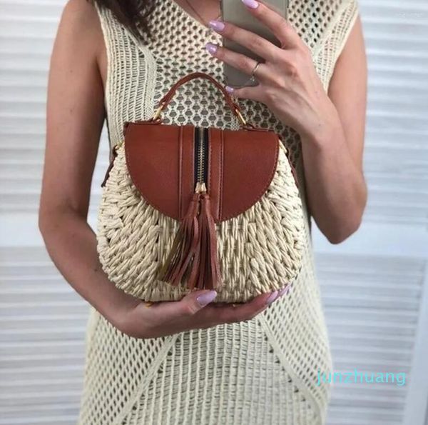 Borse da sera Moda Donna Borsa a mano in paglia PU Catena Messenger Estate Rattan Woven Beach Boho Boho di grande capacità 33