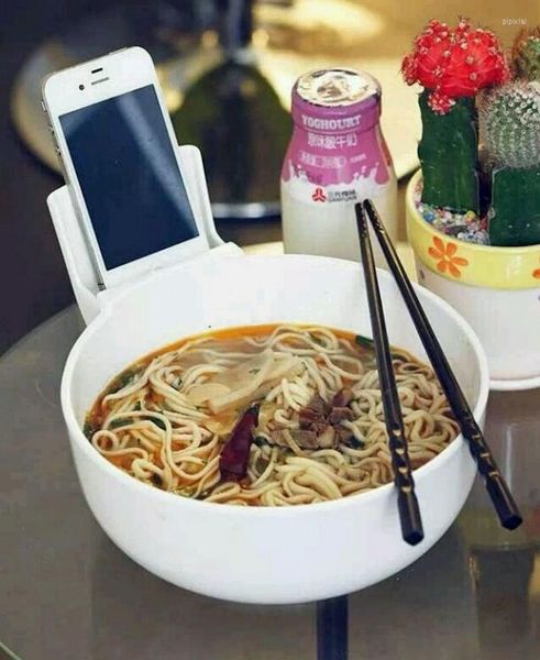 Bowls Creative Noodle Bowl com suporte para celular Rice Relax sua mão (223)