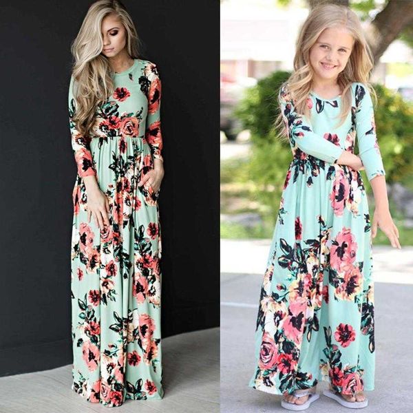 Vestidos de menina verão mamãe e eu família combinando mãe filha vestidos roupas mamãe vestido crianças crianças roupas mamãe mãe roupas z0223