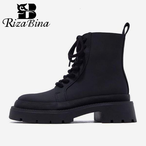 Stiefel RIZABINA Frauen Knöchel Echtes Leder 2023 Winter Warme Pelz Heels Schuhe Frau Plattform Kurze Dame Schuhe Größe 34-41 230223